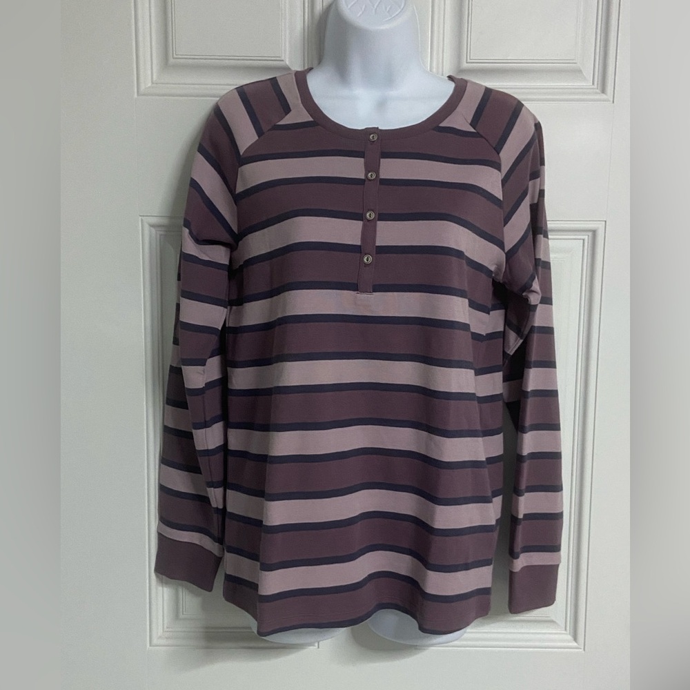 4- SCHIESSER Mauve Stripe Pullover T-Shirt